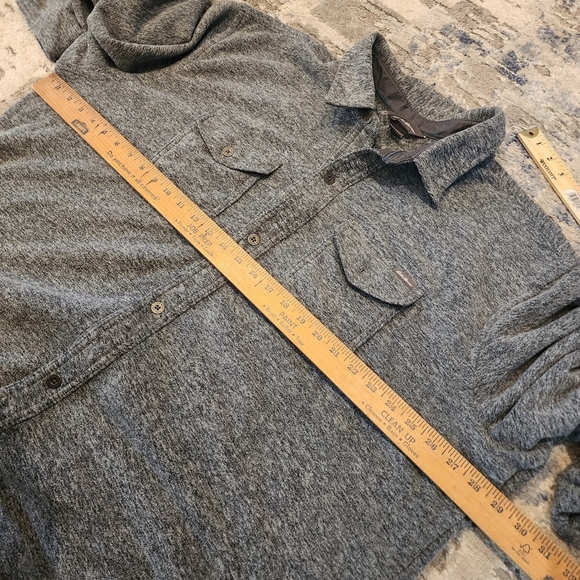 Eddie Bauer grey soft fleece long sleeve button down shirt. Men's size T2XL. - Picture 13 of 14